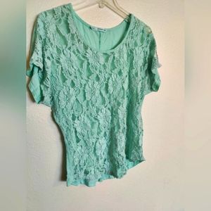 Maurice teal lace blouse size large